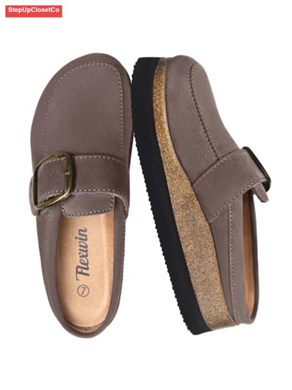 Flexwin Platform Mules Women Arch Support Clogs Slip-On Casual Shoes
